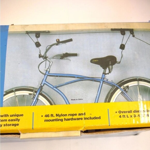 Bicycle Lift Ceiling Mounted Hoist Storage Garage Hanger Pulley Rack 95803 New - Picture 4 of 11